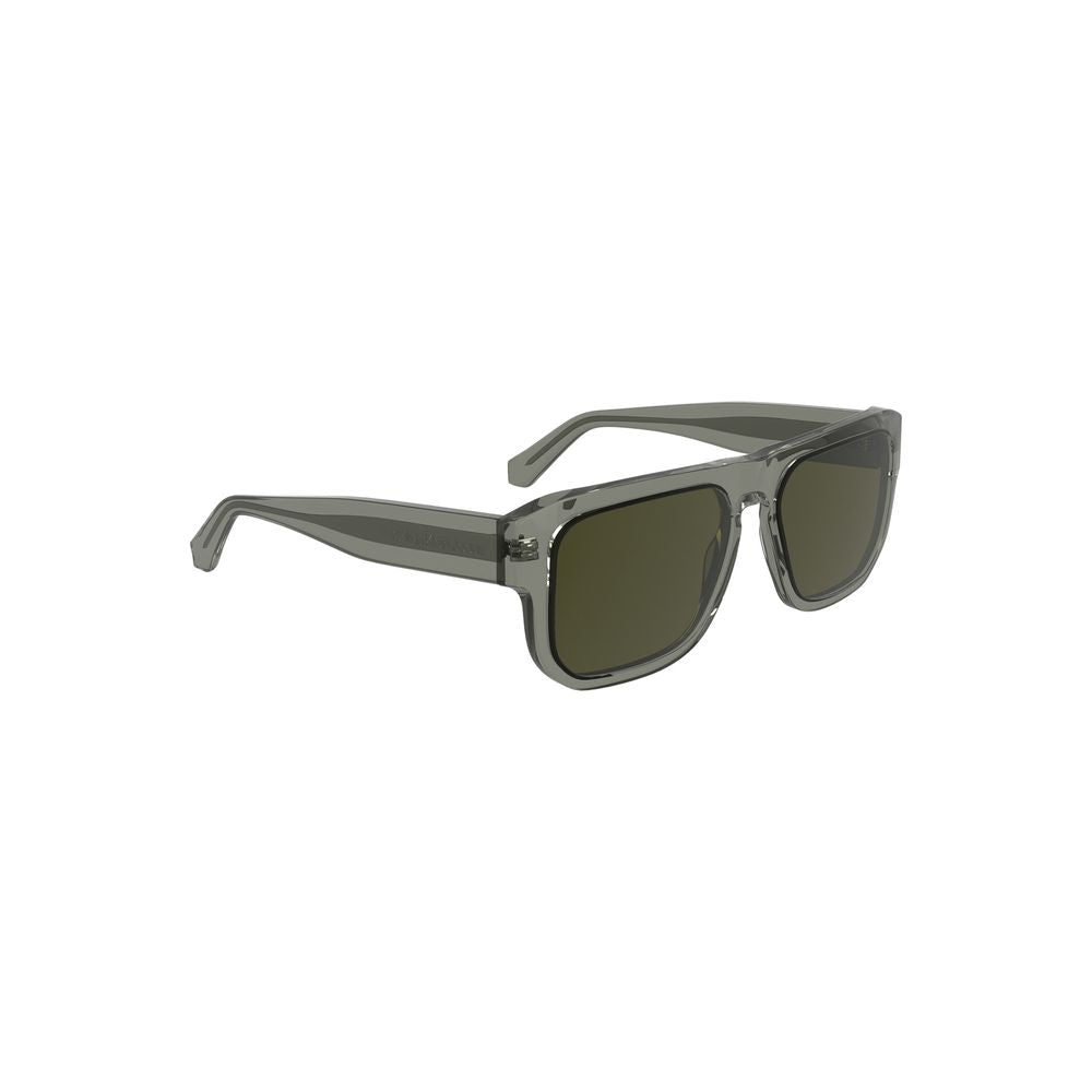 Calvin Klein brown acetate men's sunglasses with smoke tint square lenses, perfect for a chic and contemporary look.