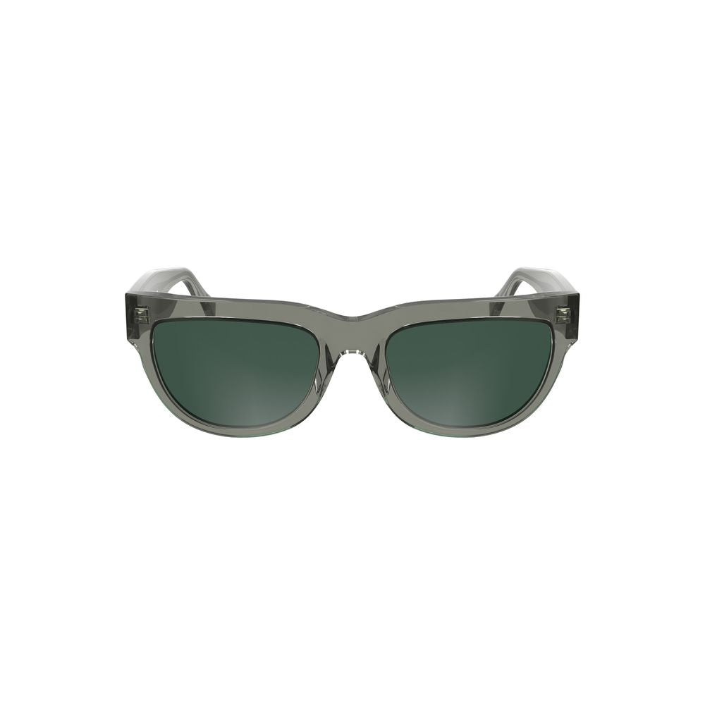 Calvin Klein brown acetate women's sunglasses with square smoke lenses, offering stylish UV protection and durability.