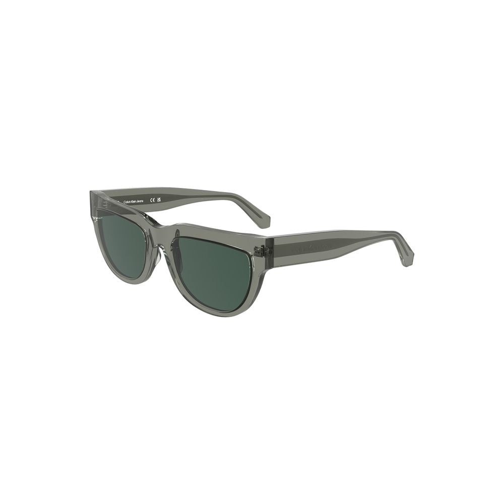Calvin Klein brown acetate women's sunglasses with square smoke lenses, featuring durable and stylish design for sunny days.