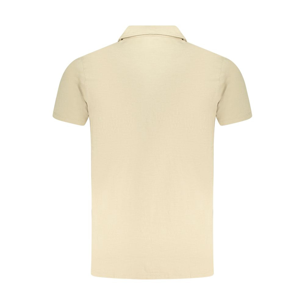 Back view of Guess Jeans Beige Cotton Men T-Shirt featuring a soft beige color perfect for casual elegance.