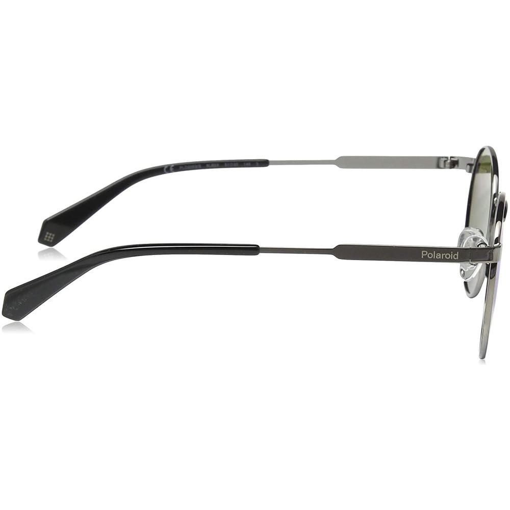 Side view of Polaroid Silver Metal Sunglasses PLD2053S010EX with grey polarized lenses and sleek metal frame.