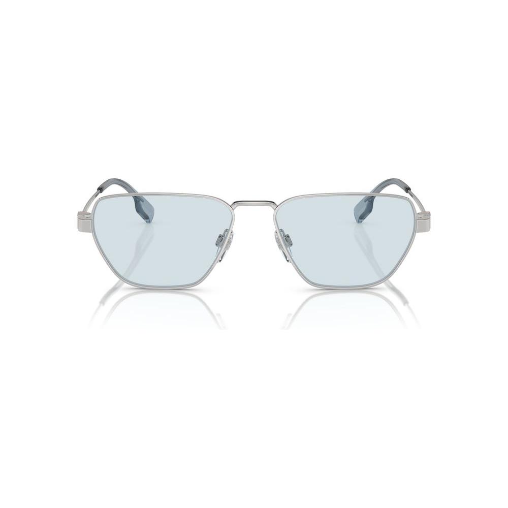 Front view of Burberry Mod. BE 3146 men's metal sunglasses with light blue lenses, designed for gentlemen.