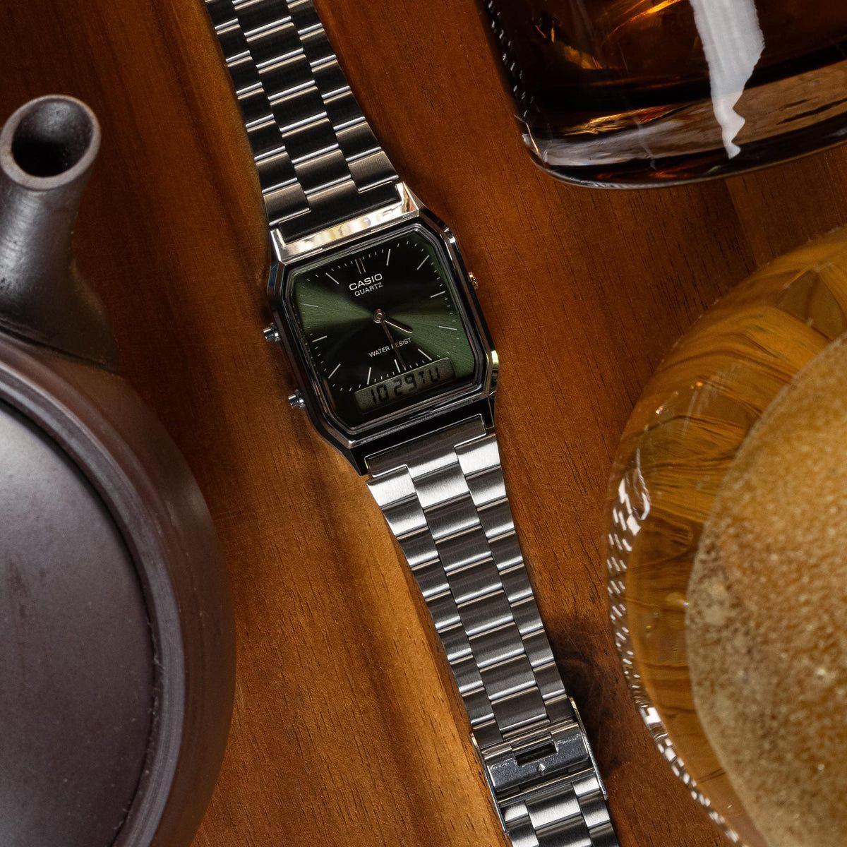 CASIO VINTAGE Mod. EDGY COLLECTION SUNRAY DIAL - GREEN MOSS WATCHES CASIO COLLECTION & VINTAGE Dark Olive Green