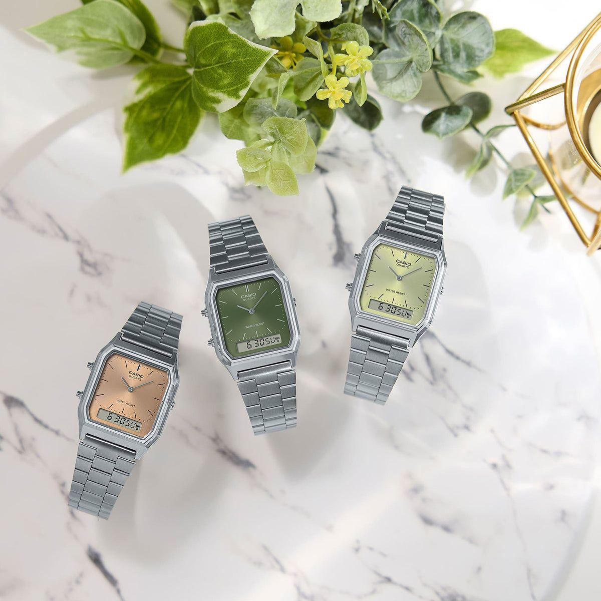 CASIO VINTAGE Mod. EDGY COLLECTION SUNRAY DIAL - GREEN MOSS WATCHES CASIO COLLECTION & VINTAGE Light Gray