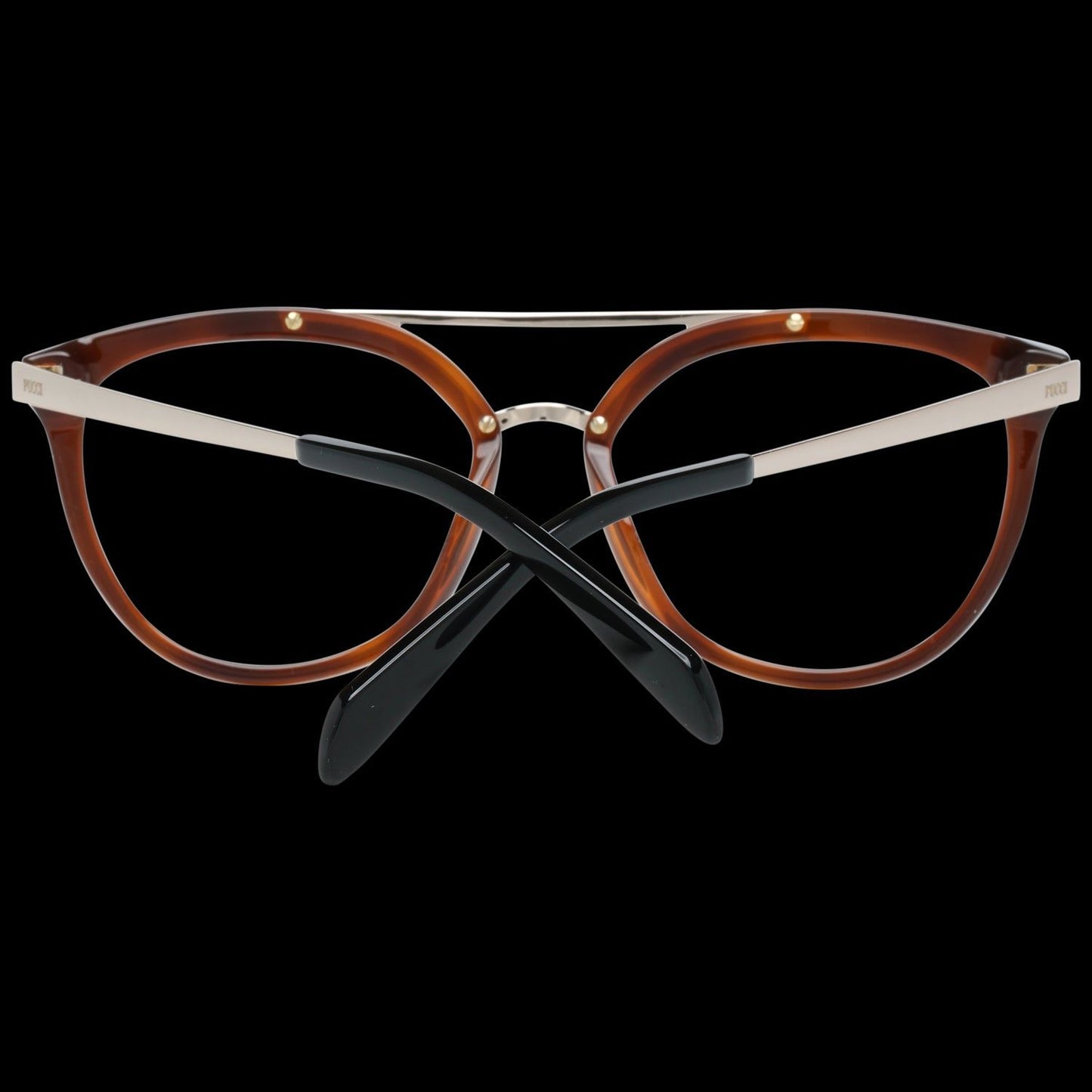 Alt Tag: Emilio Pucci EP5072 52005 ladies' eyeglasses with brown and silver frame, stylish accessory for women.