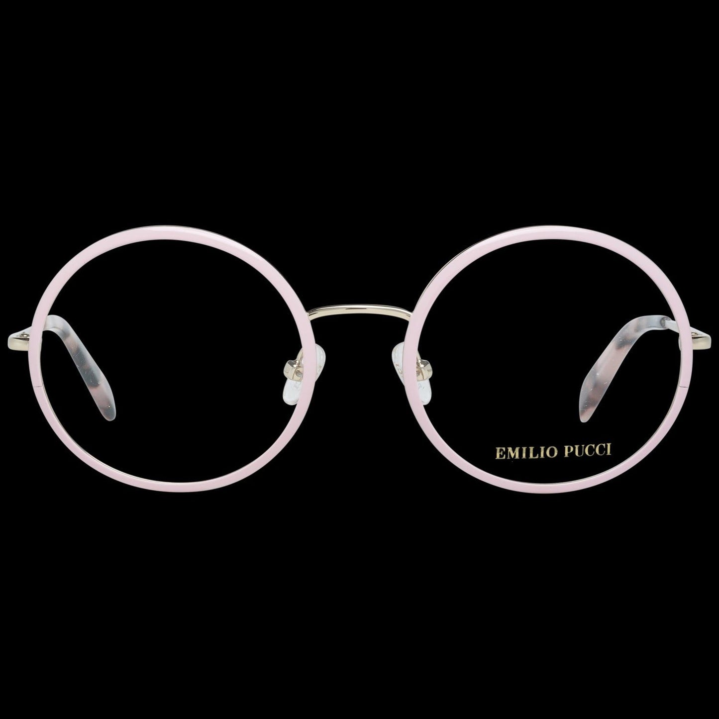 Emilio Pucci round pink glasses frames for ladies, model EP5079 49074, elegant eyewear fashion.