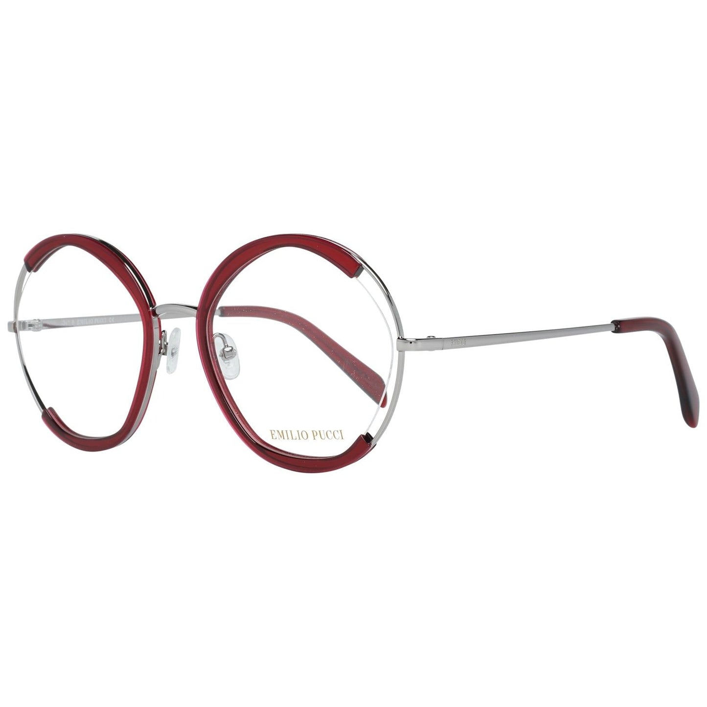 EMILIO PUCCI MOD. EP5089 54044 round ladies' glasses with red frame and silver temples.