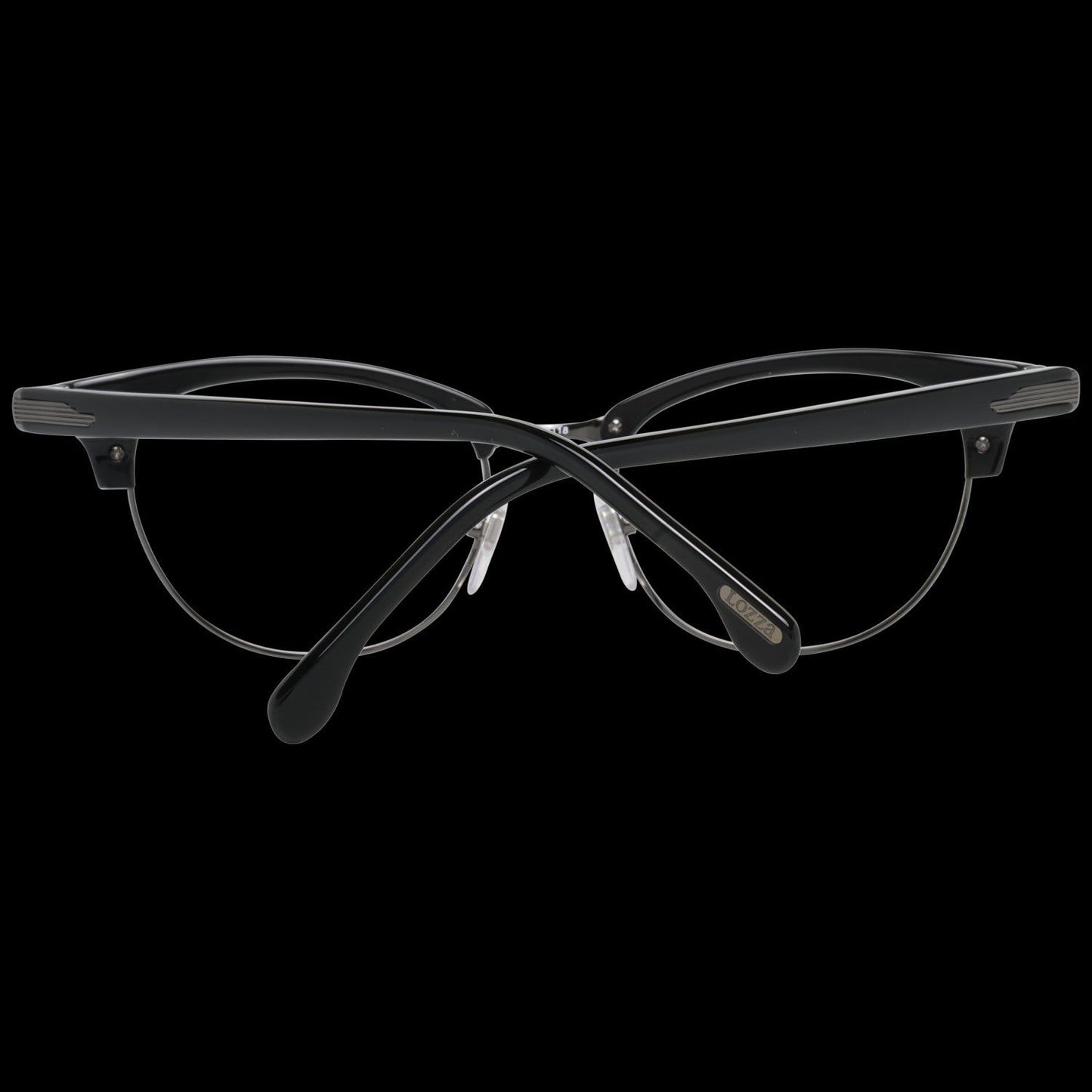 LOZZA MOD. VL4142 500BLK women's eyeglasses, stylish black frame, front view, classic cat-eye design for ladies.