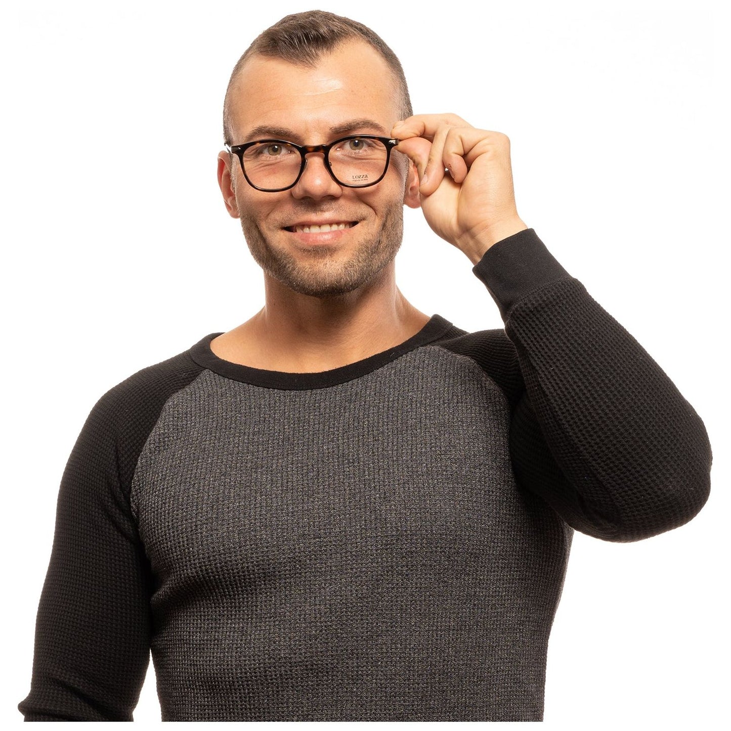 Gent wearing LOZZA MOD. VL4143 glasses, smiling.