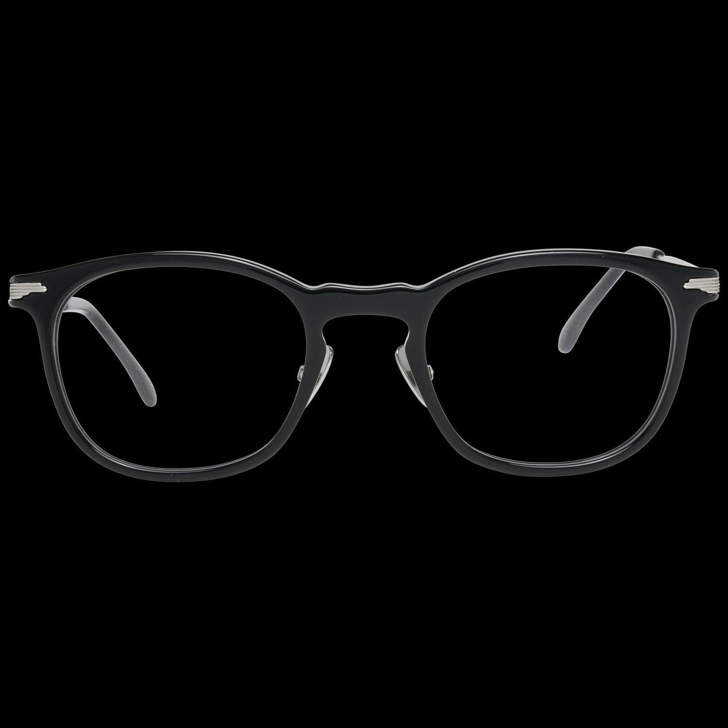 Lozza Mod VL4143 500BLK eyeglasses for men, black frame, front view.