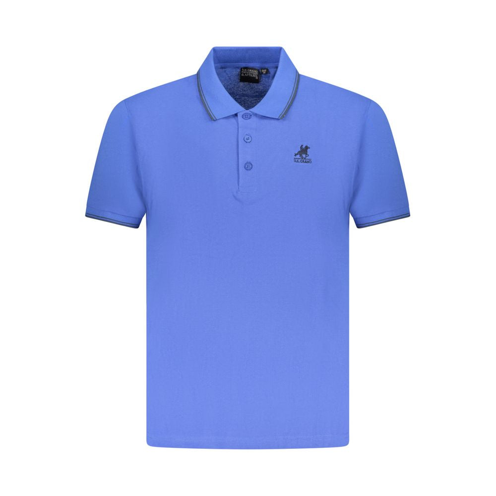 U.S. Grand Polo blue cotton men's polo shirt with signature embroidery and three-button placket.