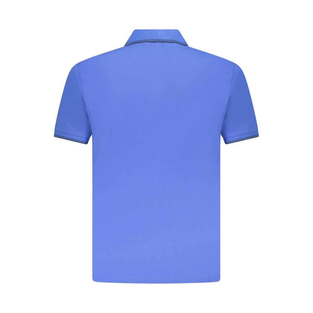 Back view of U.S. Grand Polo Blue Cotton Men's Polo Shirt featuring short sleeves and iconic embroidery logo.