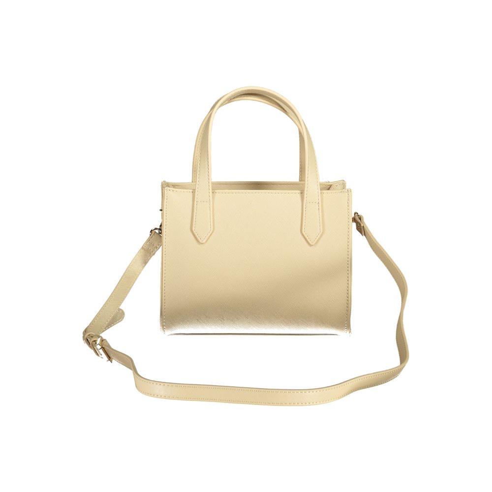 Valentino Bags beige polyethylene handbag with handles and removable strap, showcasing iconic logo and chic design.