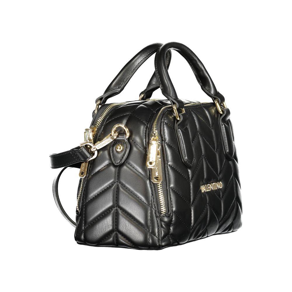 Valentino Bags black polyethylene women's handbag with dual handles and detachable strap.