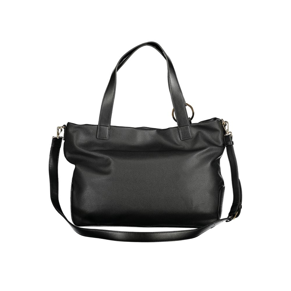 Valentino Bags black polyethylene women's handbag with shoulder handles and strap, sleek and elegant design.