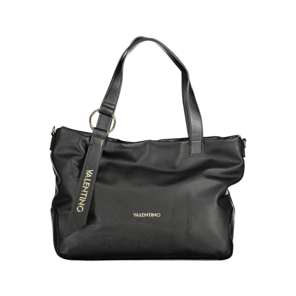 Valentino Bags black polyethylene handbag with shoulder handles and adjustable strap.