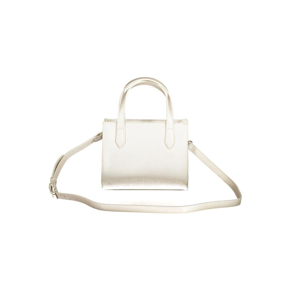 Valentino Bags gray polyethylene women's handbag with detachable strap, showcasing a sleek, modern design, perfect for versatile styling.