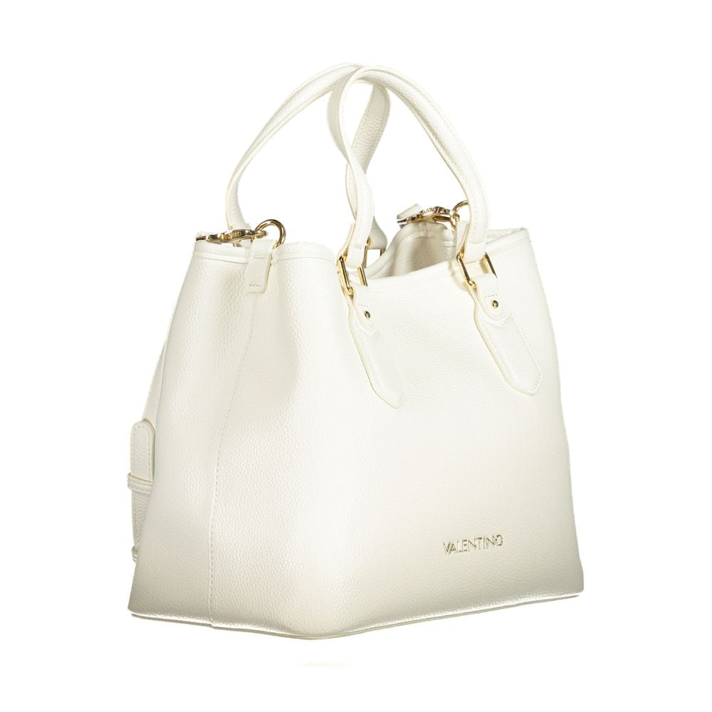 Valentino Bags white polyethylene handbag for women with dual handles and adjustable strap, elegant design with multiple compartments.