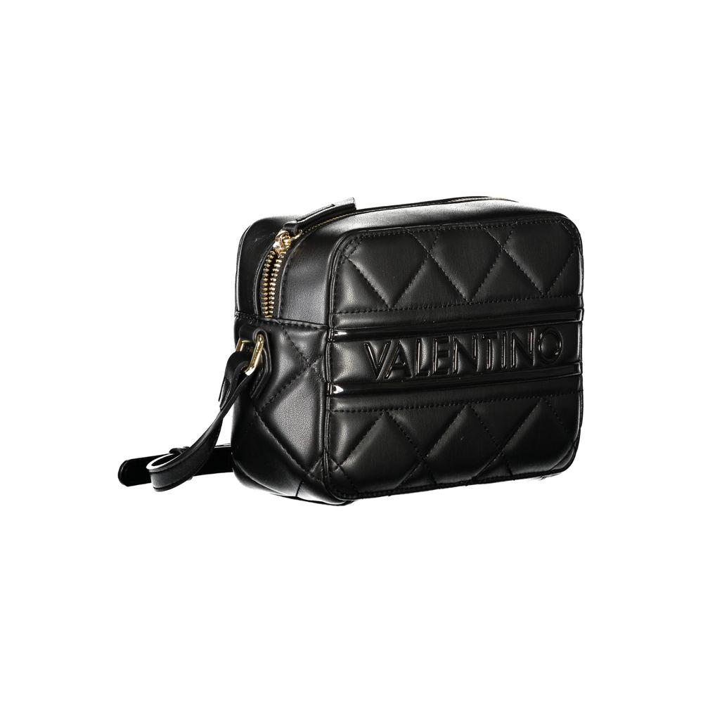 Valentino Bags black polyethylene handbag with adjustable strap and zip closure, featuring stylish design and practical pockets.