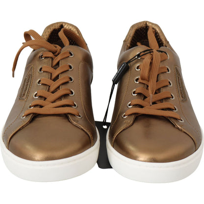 Dolce & Gabbana Gold Leather Mens Casual Sneakers