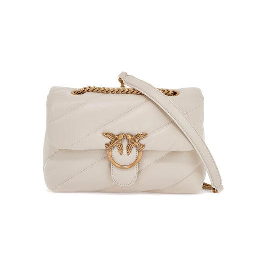 Pinko white silk leather shoulder bag with golden chain Handbag Pinko Light Gray