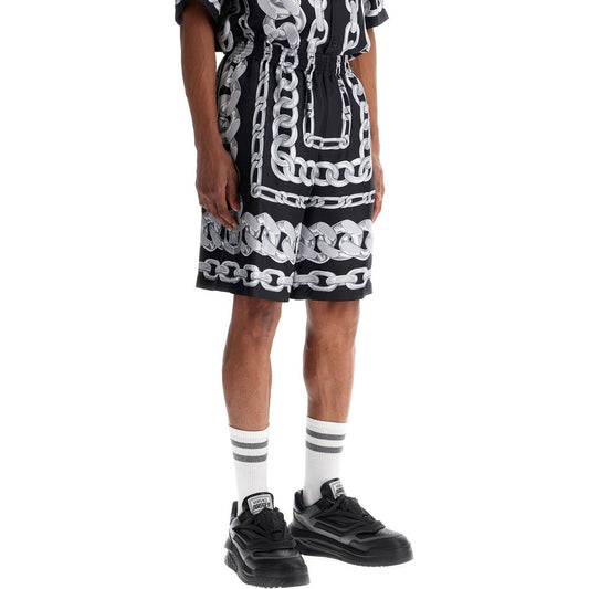 Versace 'silk medusa chains bermuda Short trousers Versace Dark Slate Gray