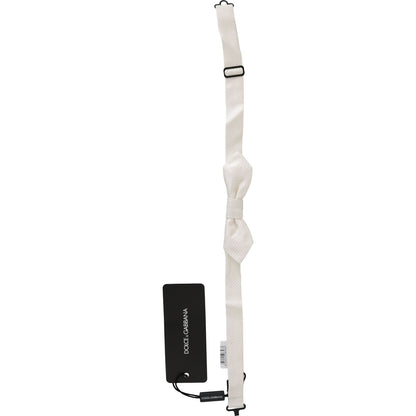 Dolce & Gabbana White 100% Silk Slim Adjustable Neck Papillon Men Tie