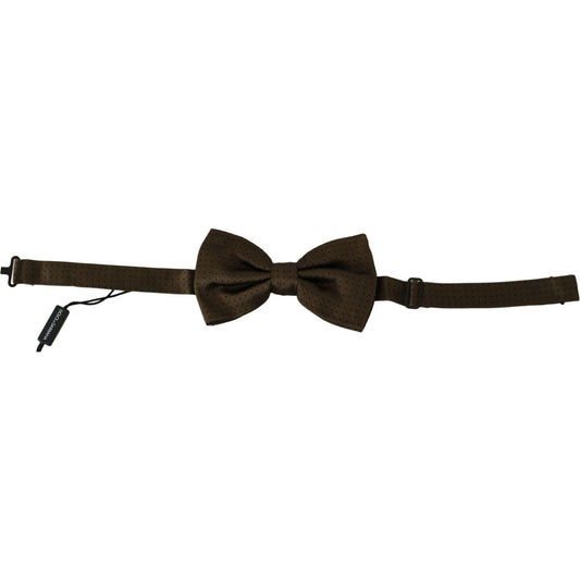 Dolce & Gabbana Brown Polka Dots Silk Adjustable Neck Papillon Men Bow Tie Bow Tie