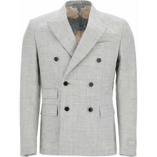 Versace double-breasted wool blend blazer Jackets Versace Gray