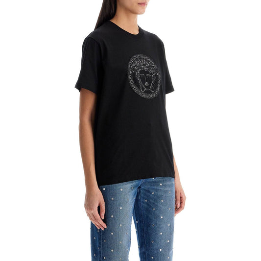 Versace medusa embroidered t-shirt Topwear Versace Black