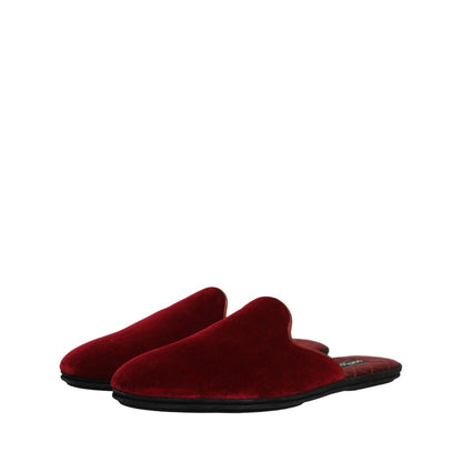 Dolce & Gabbana Red Suede Slides Flat Slipper Men Shoes