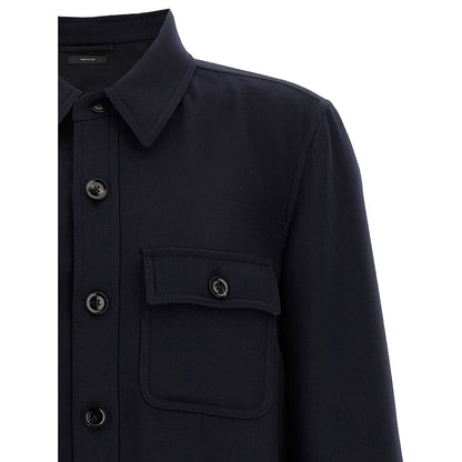 Tom Ford Blue Wool Blouse