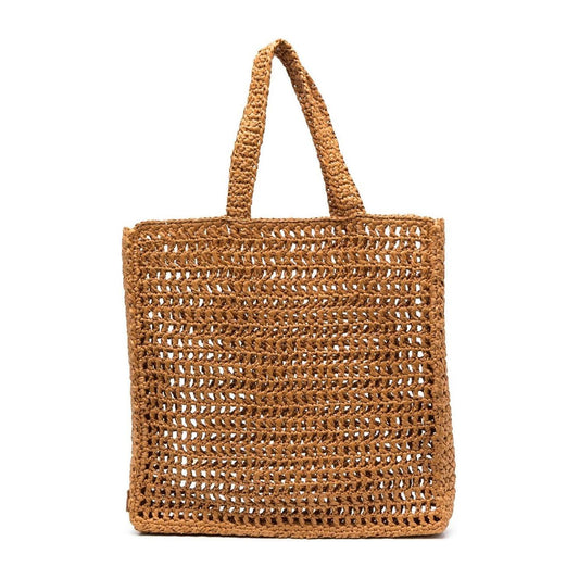CHICA Naxos Woven Raffia Tote Bag in Brown Handbag Chica Sienna
