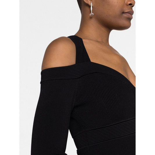 Alexander McQueen Short knitted dress with V-neck Dresses Alexander Mcqueen Light Gray