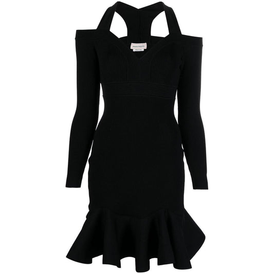 Alexander McQueen Short knitted dress with V-neck Dresses Alexander Mcqueen Black