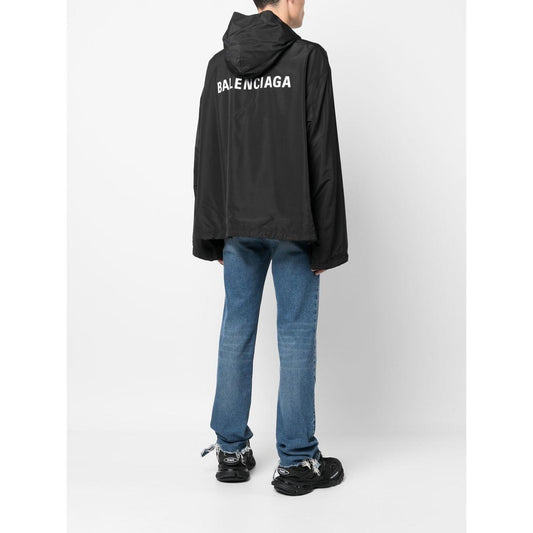 Balenciaga logo-print Hooded Windbreaker Jackets Balenciaga Dark Slate Gray