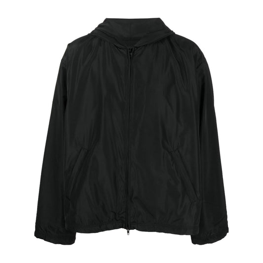 Balenciaga logo-print Hooded Windbreaker Jackets Balenciaga Black
