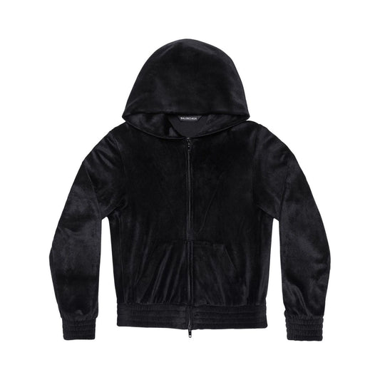 Balenciaga Crystal embellished velvet zip-up hoodie Topwear Balenciaga Black