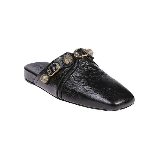 Balenciaga Cozy Cagole leather mules in black Sandals Balenciaga Dark Slate Gray