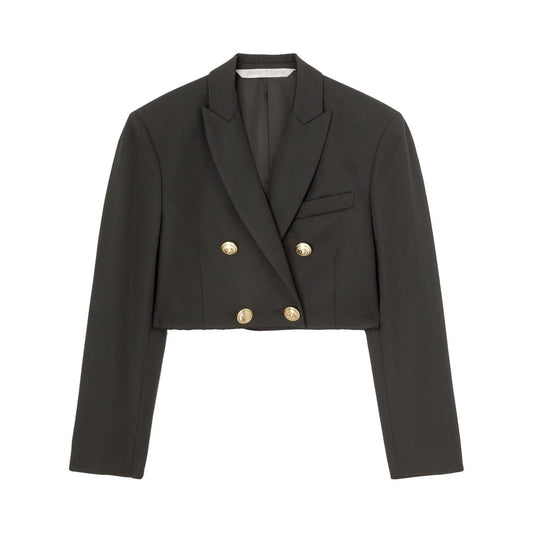 Palm Angels Women Cropped Double-breasted Blazer Black Jackets Palm Angels Dark Slate Gray