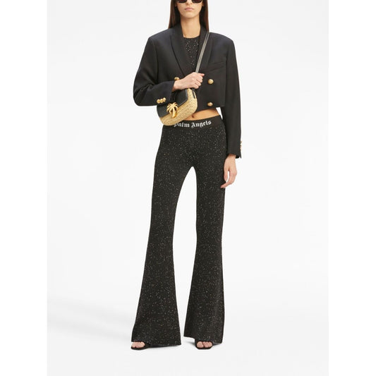 Palm Angels Women Cropped Double-breasted Blazer Black Jackets Palm Angels Dark Slate Gray