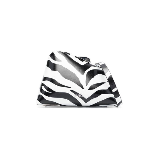 The Attico 8.30pm Logo-Print Clutch Bag in Zebra Print Clutches The Attico Light Gray