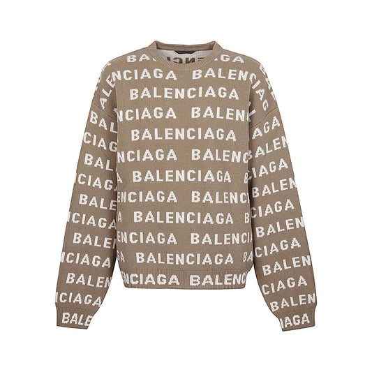 Balenciaga Intarsia Logo Sweater Topwear Balenciaga Dim Gray