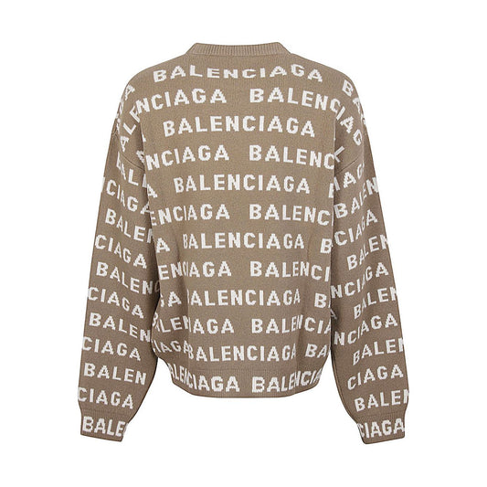 Balenciaga Intarsia Logo Sweater Topwear Balenciaga Dim Gray