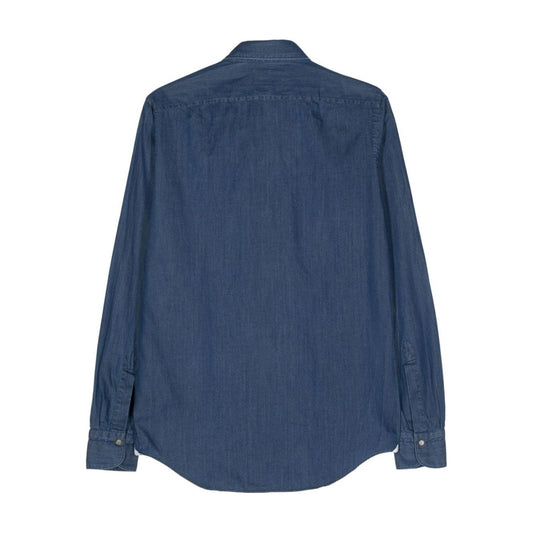 FINAMORE 1925 NAPOLI Shirts Denim Shirts Finamore 1925 Napoli Dark Slate Gray