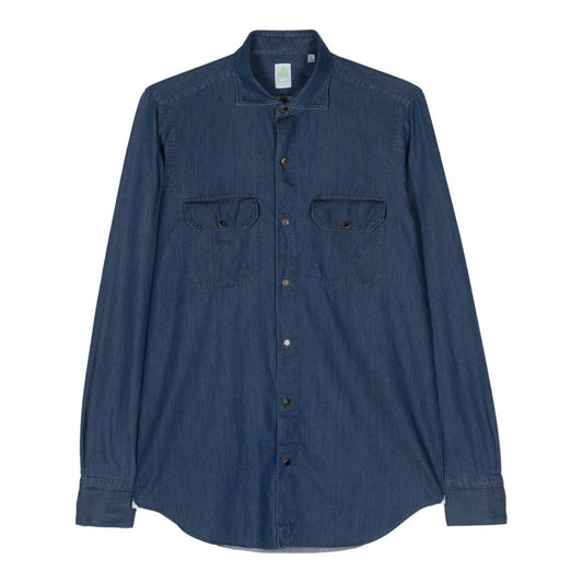 FINAMORE 1925 NAPOLI Shirts Denim Shirts Finamore 1925 Napoli Dark Slate Gray