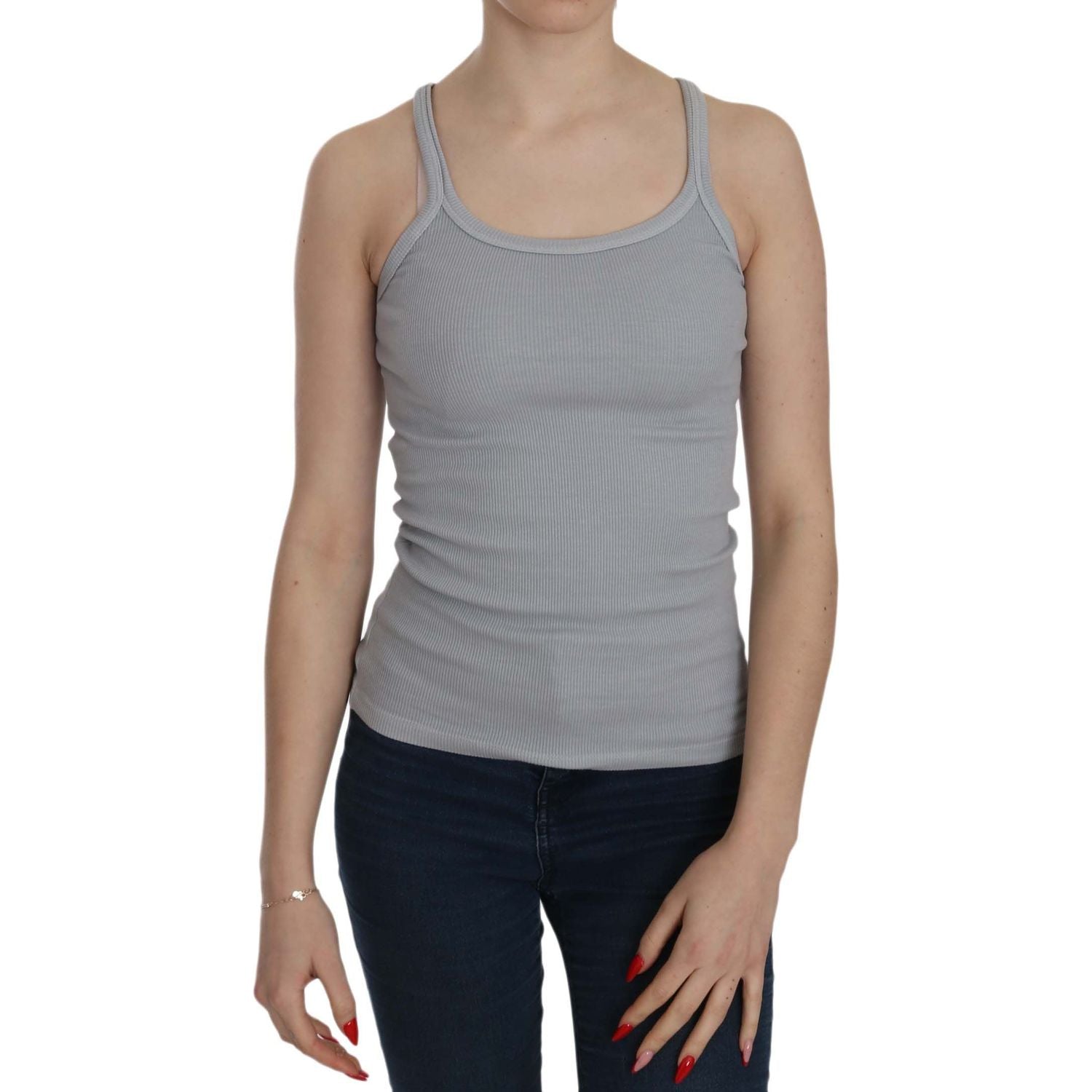 PINK MEMORIES Light Grey Sleeveless Spaghetti Strap Blouse