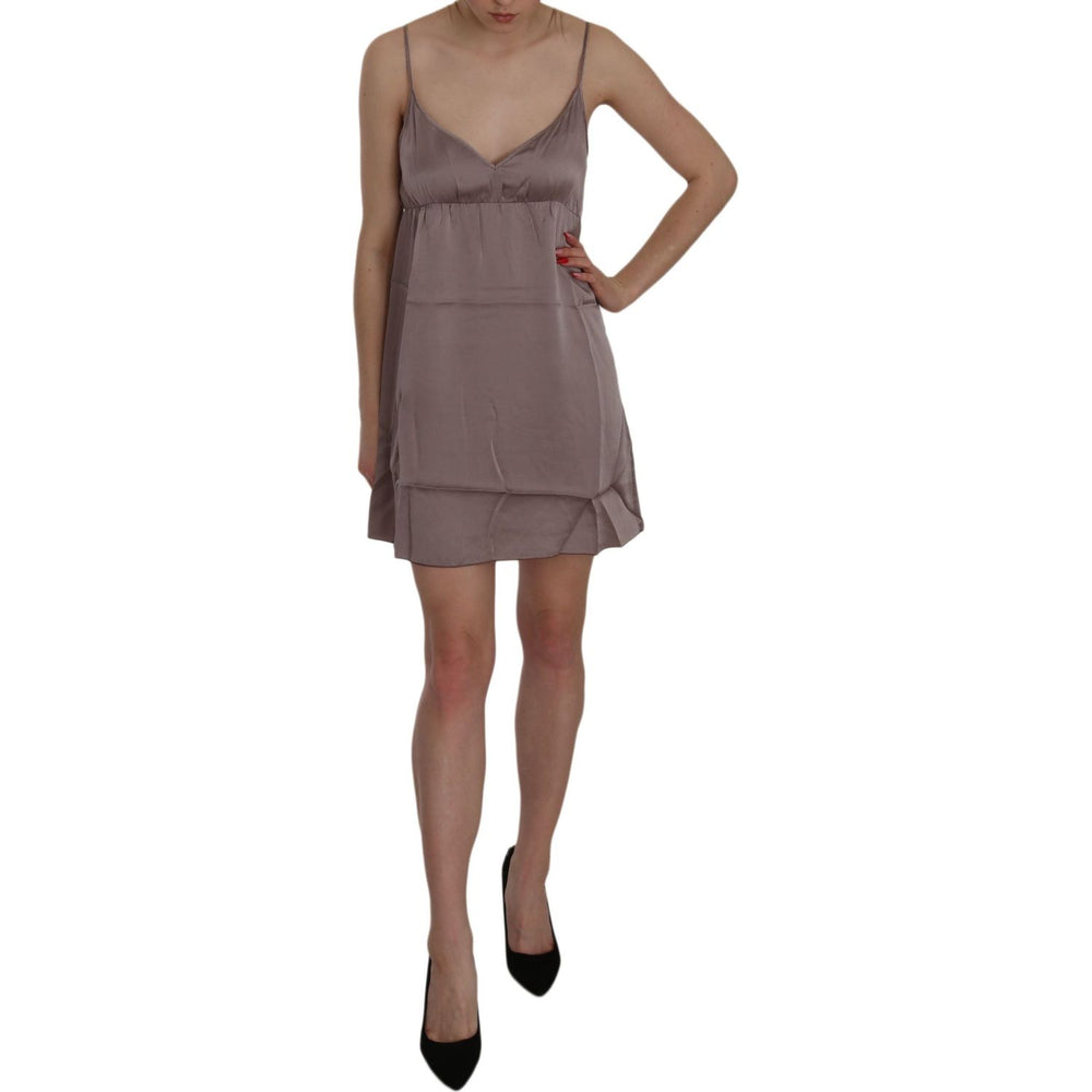 PINK MEMORIES Purple Spaghetti A-line Mini Silk Dress TSH3478-42