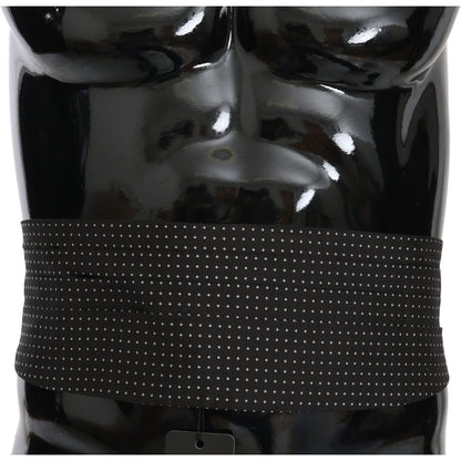 Dolce & Gabbana Black Dotted Waist Belt Silk Cummerbund
