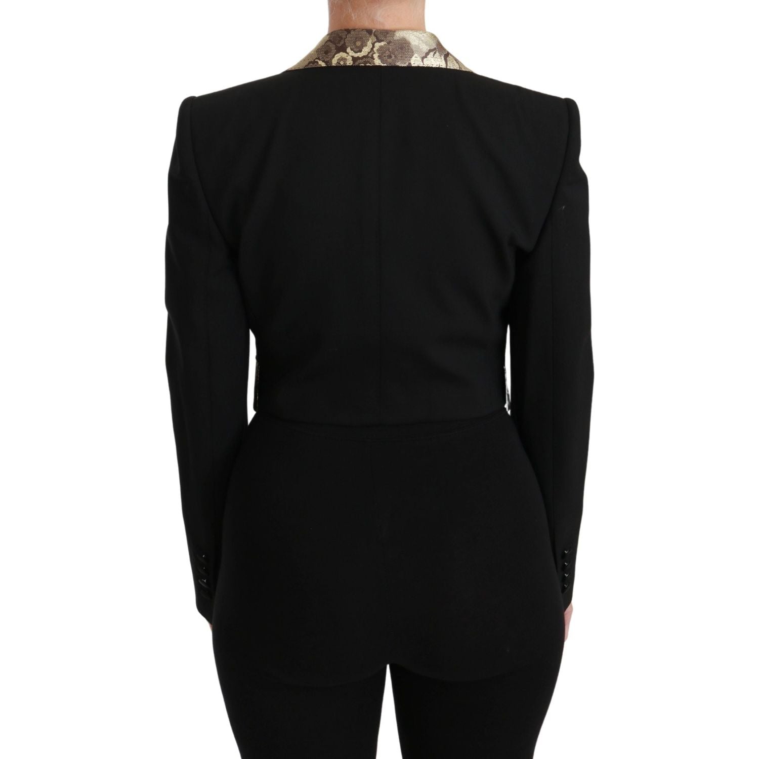 Dolce & Gabbana Black Jacquard Vest Blazer Coat Wool Jacket